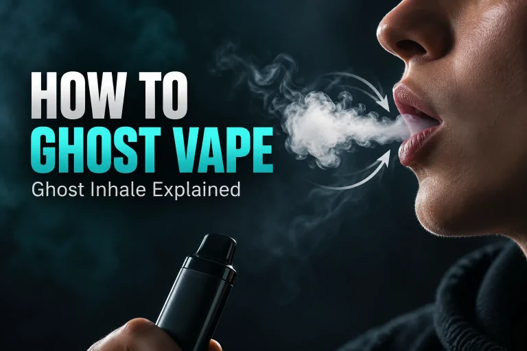 Close-up demonstration of how to ghost vape